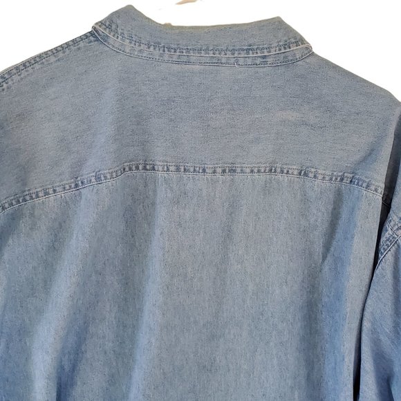 Wright Brothers Chambray Shirt Men's 2XL Long Sleeve Button Front Embroidered - Picture 6 of 11